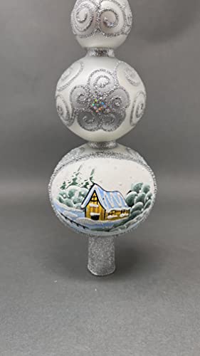 Christmas Blown Glass Tree Topper Mouth Blown Christmas Finials Tree Topper Elegant Hand Decorated Made in Poland