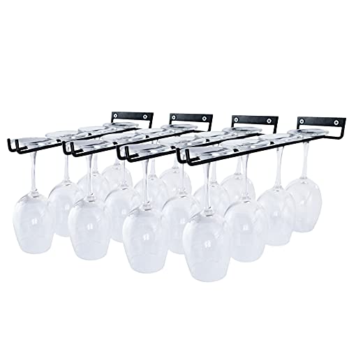 4 Packs 12 Inch Wine Glass Racks Cup Wall Mounted Stemware Hanging Wine Glasses Holder Under Cabinet Wire Wine Decor Racks (4 Count)
