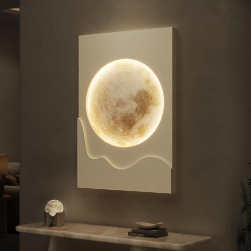 Large White 3D LED Moon Wall Art