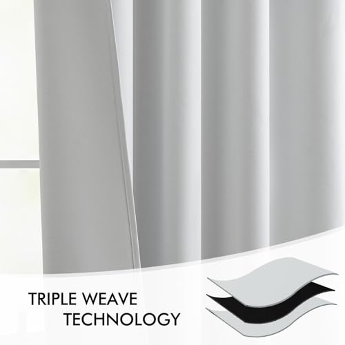 Greyish White Back Tab Blackout Curtains 52x72 Inches Long 2 Panels (2 Count)