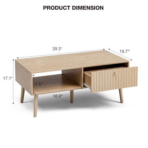 Coffee Table with Fluted Drawer