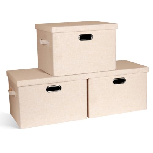 Storage Bins with Lids Fabric Closet Organizers Cubes Office Organization (3 Count)