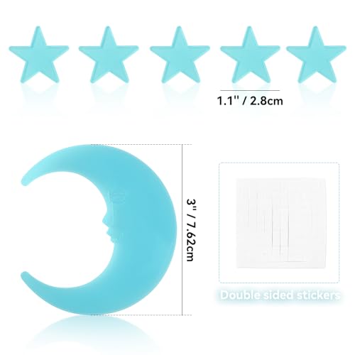 100 Stars and 1 Moon Glow in The Dark Luminous Fluorescent 3D Plastic Glow Stars Moon for Ceiling (101 Count)