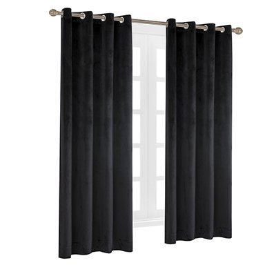 Luxury Velvet Blackout Curtains Panels with Grommet Draperies Eyelet 52Wx72L Inch Black