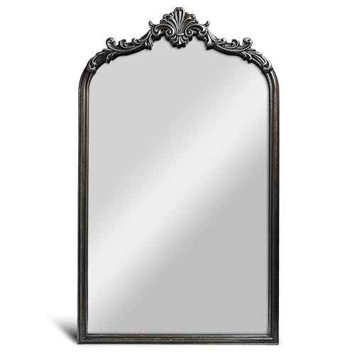 English Estate Carved Arch Wood Wall Mirror
