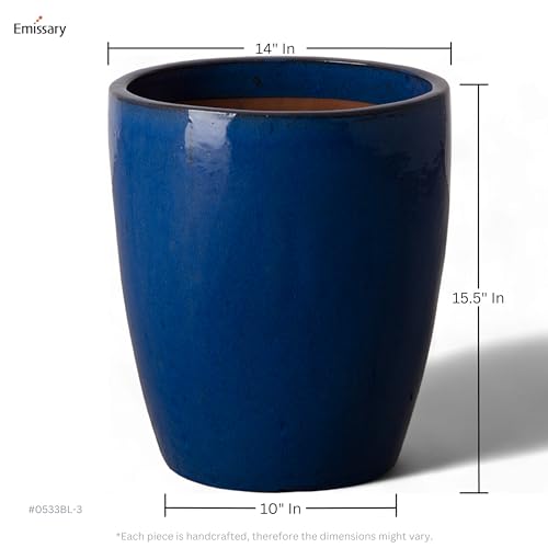 Bullet 14 in. Blue Ceramic Round Planter