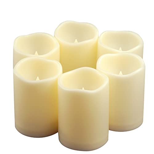 Outdoor Battery Operated Flameless LED Candles with Timer D3”xH4” 6 Pack (6 Count)