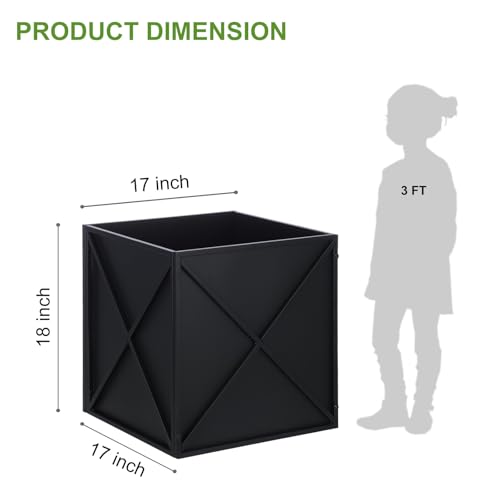Metal Square Planter Box Tall Planters for Outdoor Plants Modern Heavy Duty with Drainage Holes for Outside Indoor Patio Deck
