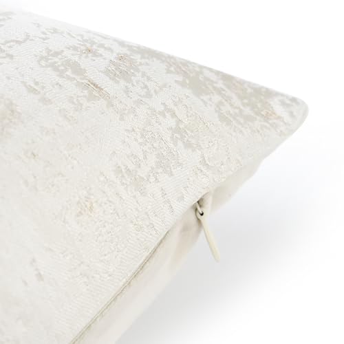 Cream Champagne Metallic Jacquard Pillow Covers 20x20 Pack of 2 Velvet Back Modern Glam Sofa Decor (2 Count)