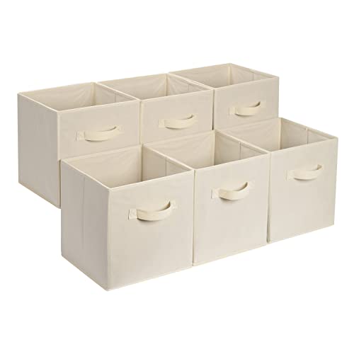Collapsible Fabric Storage Cube Bins Organizer with Handles for Organization and Organizing Solution (6 Count)