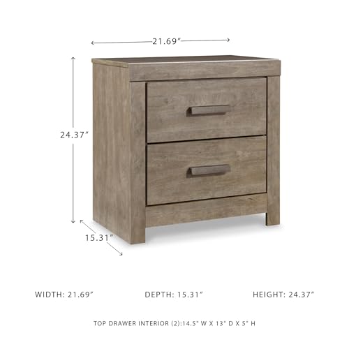 Culverbach Modern 2 Drawer Nightstand with 2 USB Charging Stations