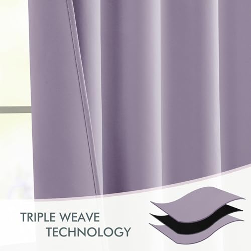 Lilac Back Tab Blackout Curtains 52x120 Inch Long 2 Panels Set (2 Count)