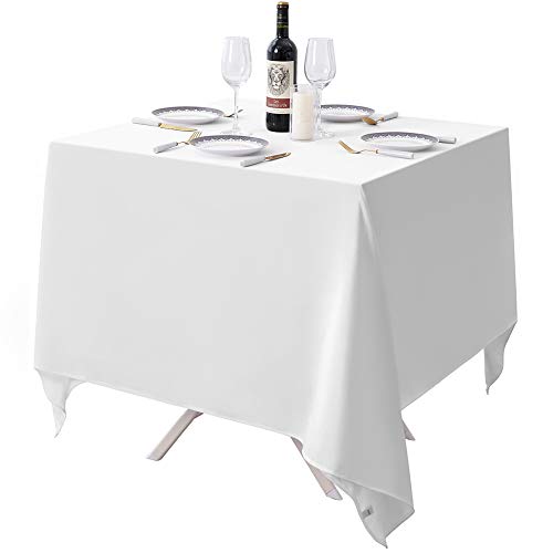Small White Square Tablecloth 85x85 Inch for Restaurant