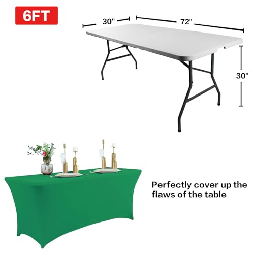 4FT Table Cloth for Rectangular Spandex Emerald Green Table Cover