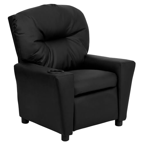 Chandler LeatherSoft Kids Recliner with Cup Holder and Safety Recline