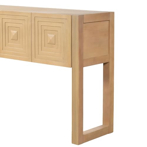 55" Carved Console Table with 3 Soft
