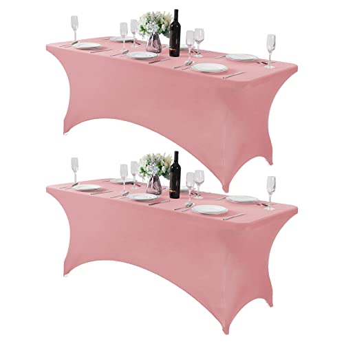 2Pack Spandex Table Cover for 6Ft or 4fT or 8ft Table Universal Fitted Stretch Tablecloth for Party (2 Count)