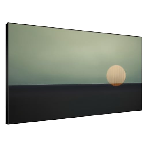 46"x72" Extra Large Framed Wall Art Minimalist Seascape Sunset with Golden Sun on Horizon for Home Living Room Bedroom Decor