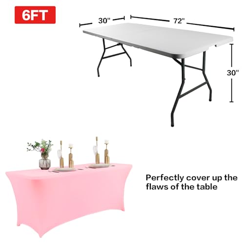 2 Pack 8FT Table Cloth for Rectangular Spandex Light Pink Cover (2 Count)