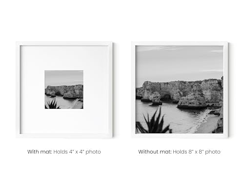 8x8 White Metal Picture Frames Matted to 4x4
