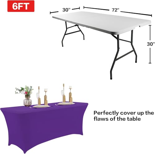 2 Pack 6FT Table Cloth for Rectangular Spandex Purple Table Cover (2 Count)