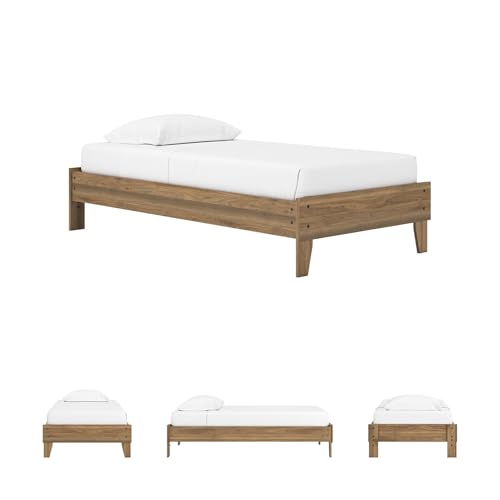 Deanlow Mid Century Modern Twin Platform Bed with Metal Slats