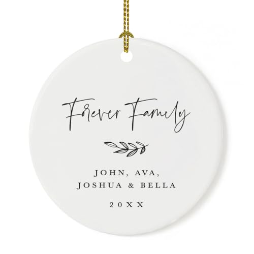 Personalized Adoption Round Ceramic Porcelain Christmas Tree Ornament Keepsake Collectible Gift