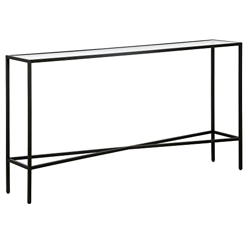 Henley 55'' Wide Rectangular Console Table with Glass Top in Blackened Bronze
