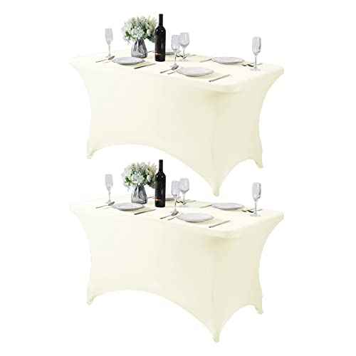 2Pack Spandex Table Cover for 4FT or 6ft or 9ft Table Universal Fitted Stretch Tablecloth for Party (2 Count)