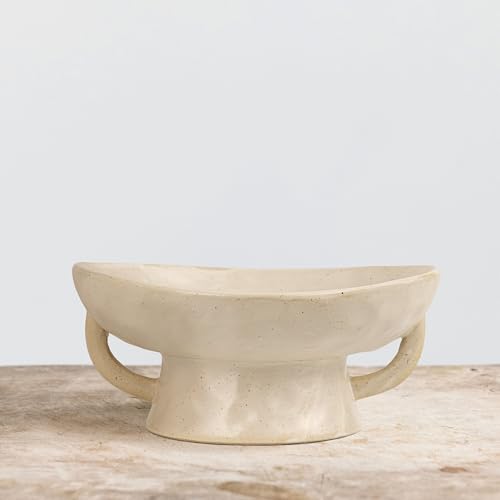 Stoneware Footed Pedestal Bowl with Handles