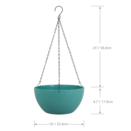 10 inch Hanging Planters for Outdoor Indoor Plants with Drainage Holes and Chain (2 Count)