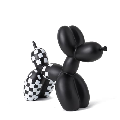 Resin Balloon Dog Statue with Checkered Pattern
