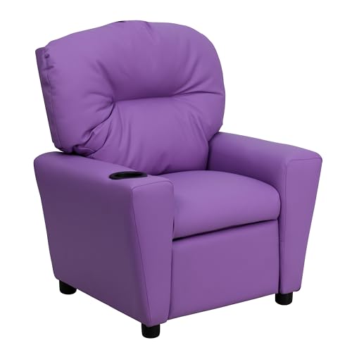 Chandler Vinyl Kids Recliner with Cup Holder and Safety Recline