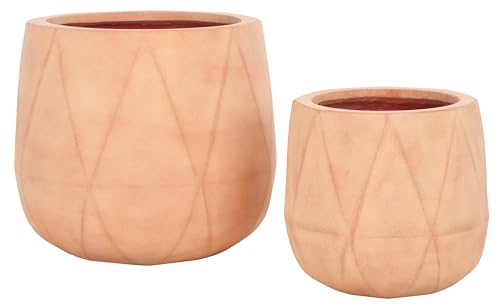 Outdoor Collection Kane Terracotta Cement Ficonstone Planter Pot Set of 2