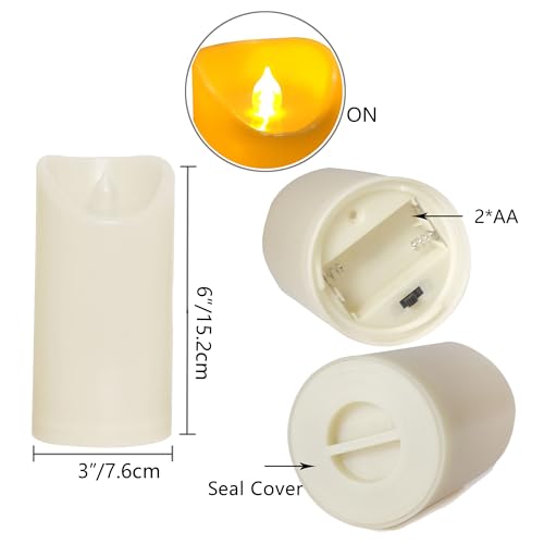 Outdoor Battery Operated Flameless Candles with Remote Timer D3”xH6” 2 PCS (2 Count)