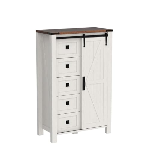 5 Drawers Dresser with Sliding Barn Doors
