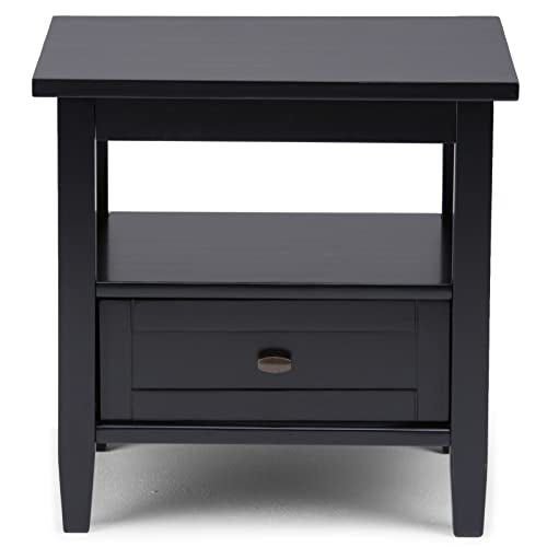 Warm Shaker 20" Wide Solid Wood Square End Table in Black