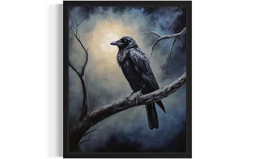 Crow under the Moonlight Unframed Poster Art Print