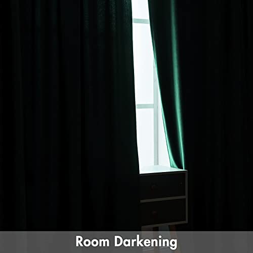 Dark Green Blackout Velvet Curtains Drapes 72 Inch Long 52"x72" (2 Count)