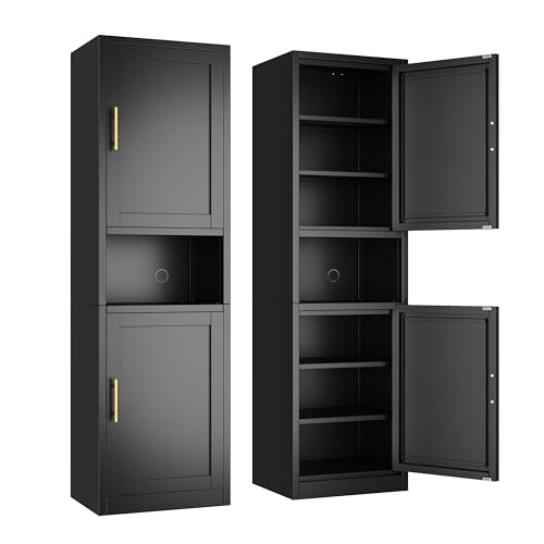 Tall Narrow Storage Cabinet 66.93" H Tall Bathroom Cabinet Metal Pantry Cabinets