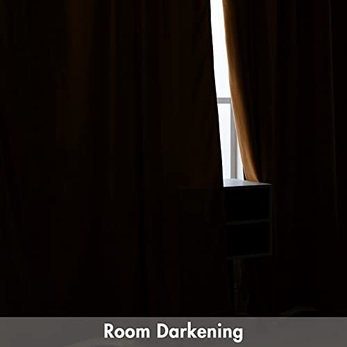 Gold Brown Blackout Velvet Curtains Drapes 96 Inch Long 52"x96" (2 Count)