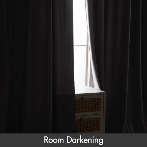Silver Grey Blackout Velvet Curtains Drapes 96 Inch Long 52"x96" (2 Count)