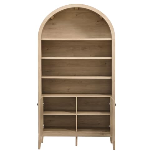 Nolan Tall Arched Storage Display Cabinet in Light Oak