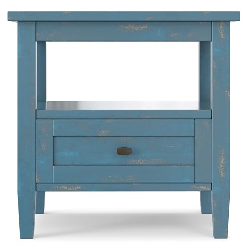 Warm Shaker 20" Wide Solid Wood Square End Table in Coastal Blue