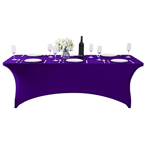2Pack Spandex Table Cover for 8FT or 4ft or 6ft Table Universal Fitted Stretch Tablecloth for Party (2 Count)