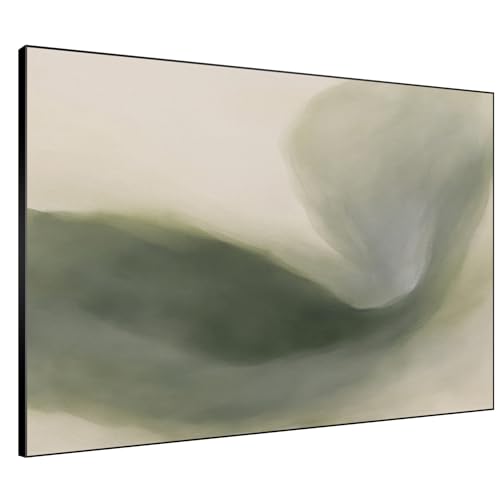 46"x60" Extra Large Framed Wall Art Abstract Green Swirl Soft Fluid Modern Illustration for Home Living Room Bedroom Decor