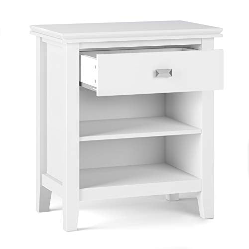 Artisan 24" Wide Solid Wood Bedside Table in White