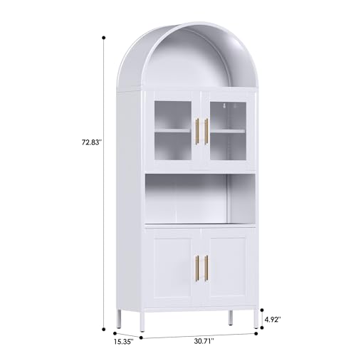 72.8 Inch Metal Pantry Cabinet with 4 Doors and Open Shelf