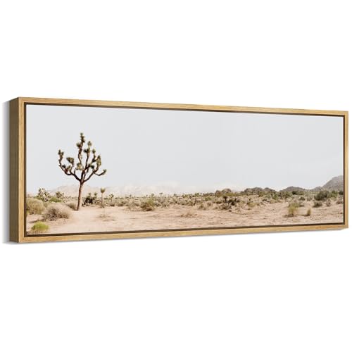 Large Framed Canvas Print Wall Art Desert Solitude Joshua Tree Landscape Antique Retro Fine Art Illustrations Decorative Colorful for Bedroom