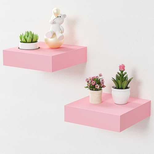 Pink Floating Shelves for Wall (2 Count)